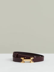 Leather Square Hinge Belt in Burgundy