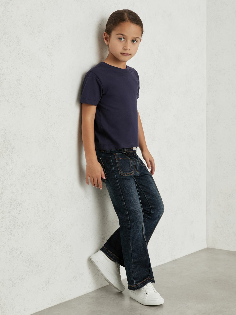 3-9 yrs Cotton Crew Neck T-Shirt in Navy