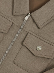 13-14 yrs Interlock Zip-Through Overshirt in Taupe Brown