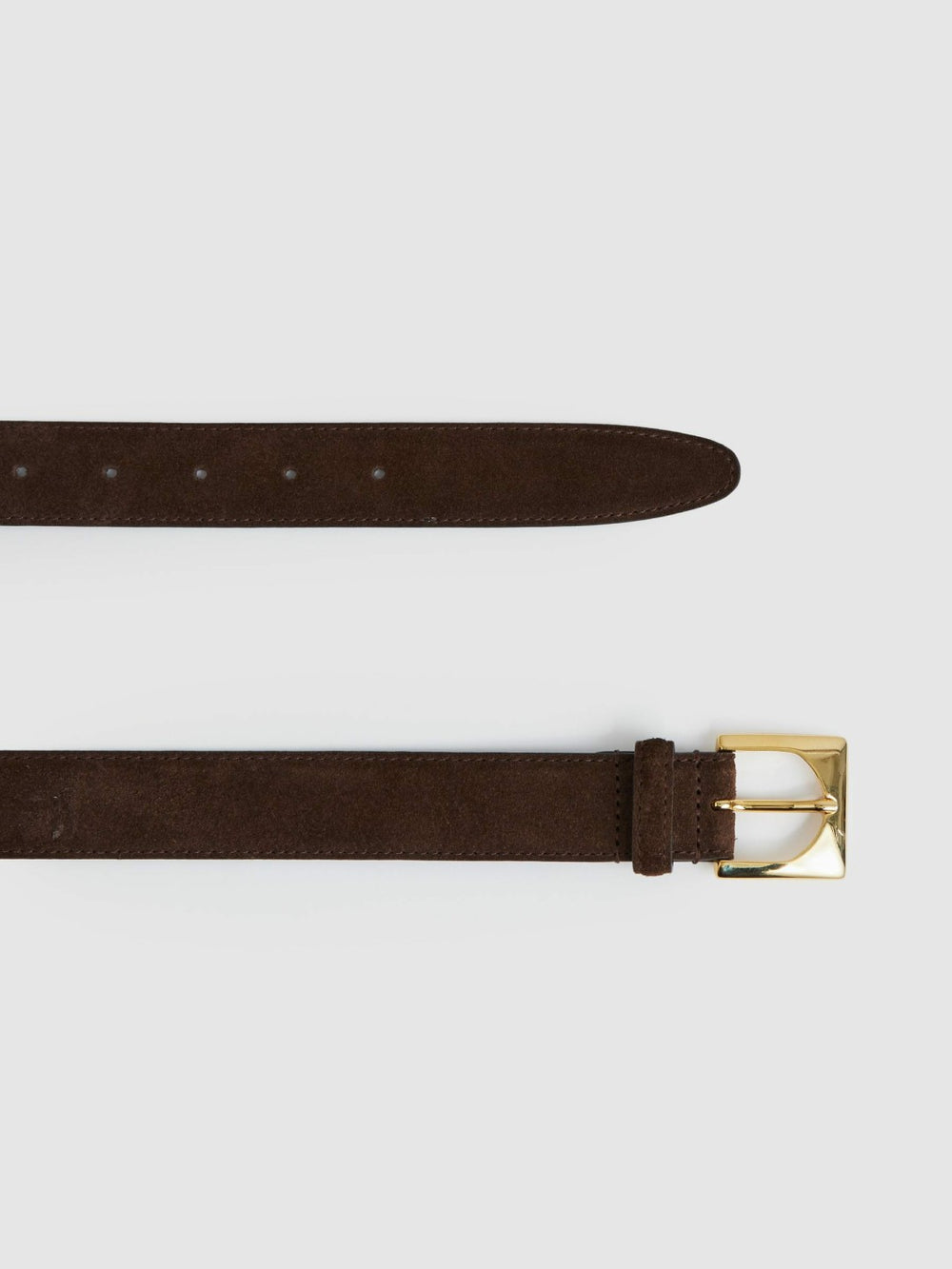 Suede Square Buckle Belt in Chocolate