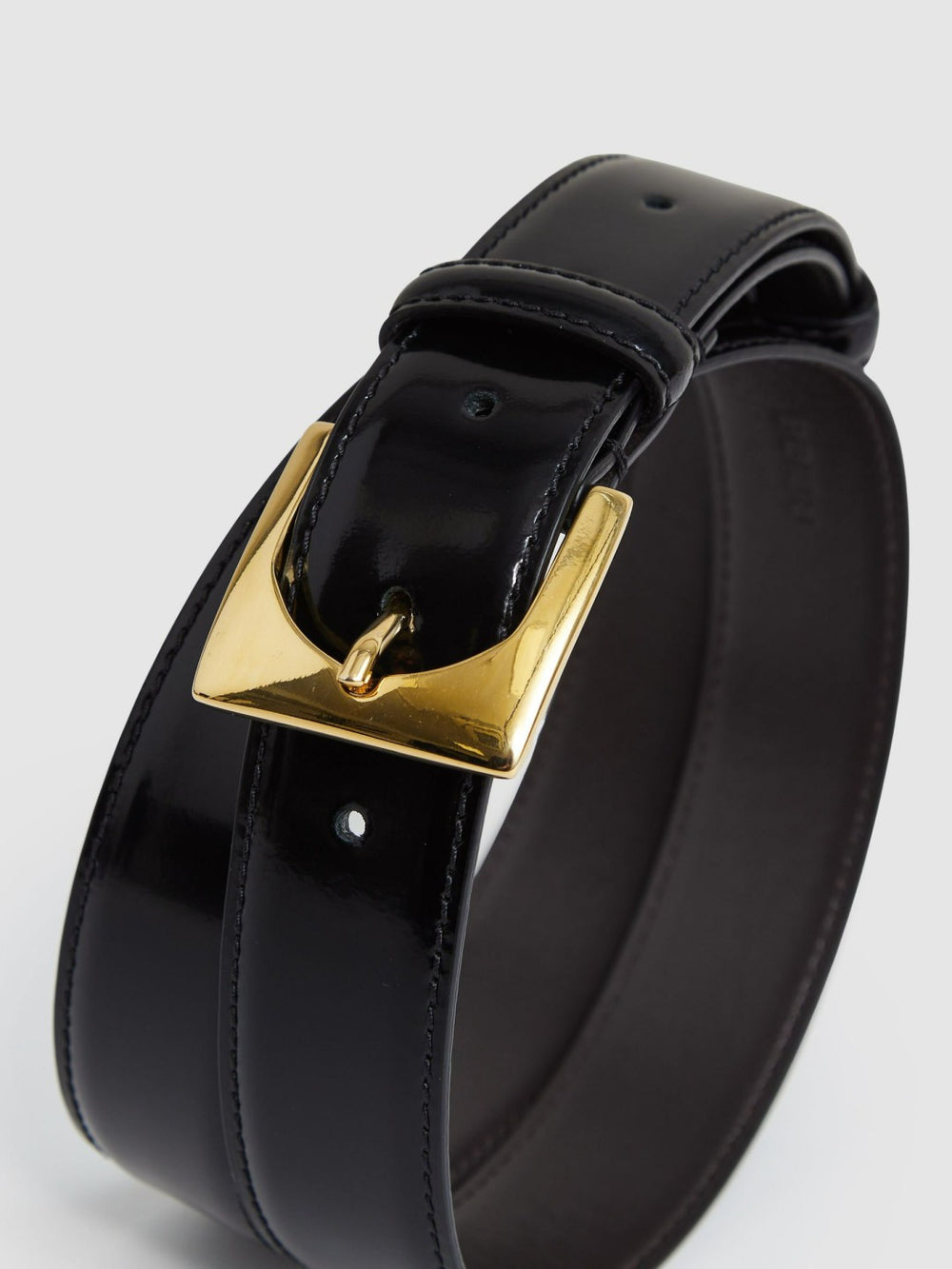 Suede Square Buckle Belt in Black