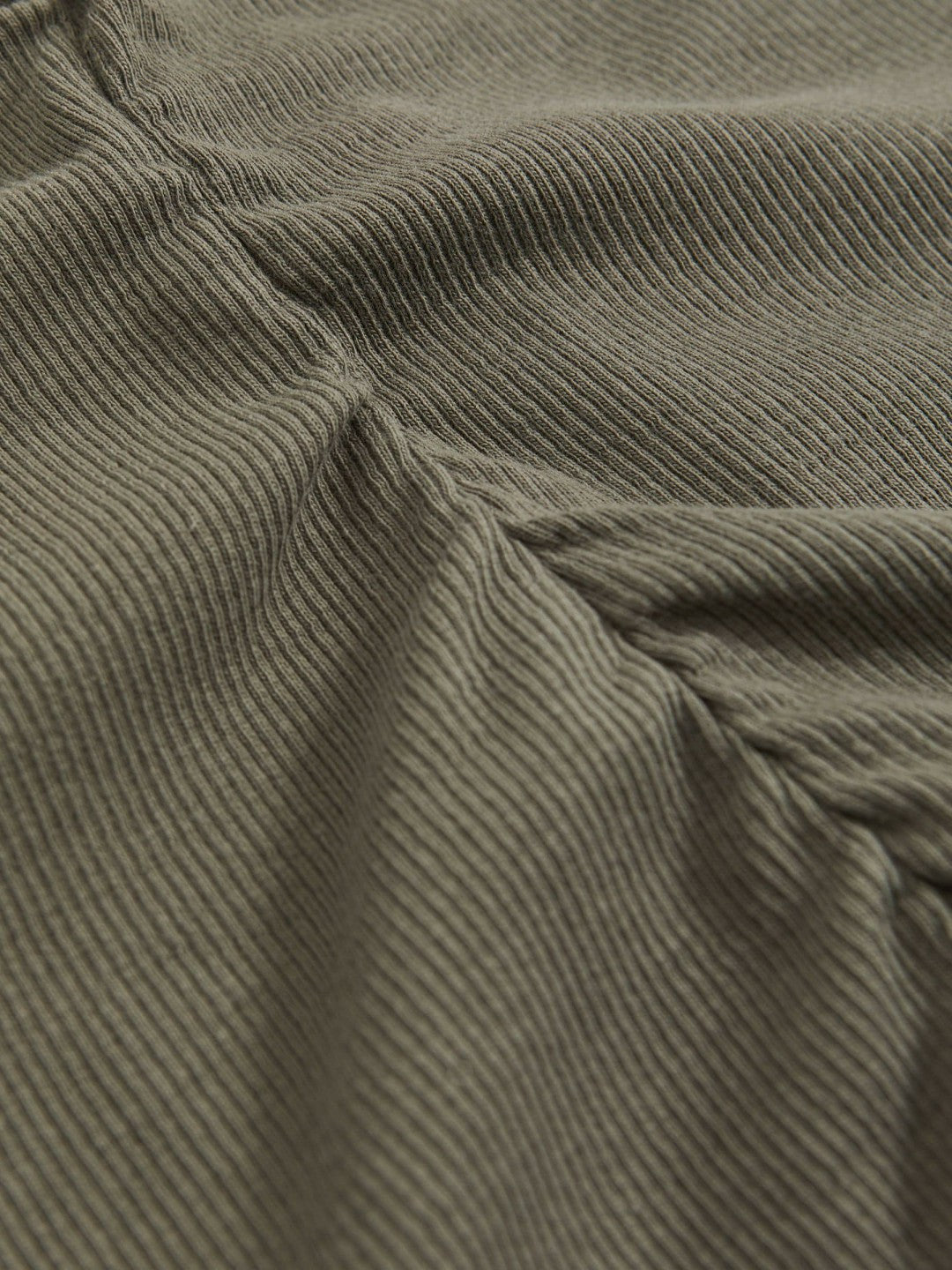 Ribbed Ruched Waist Vest in Khaki Green