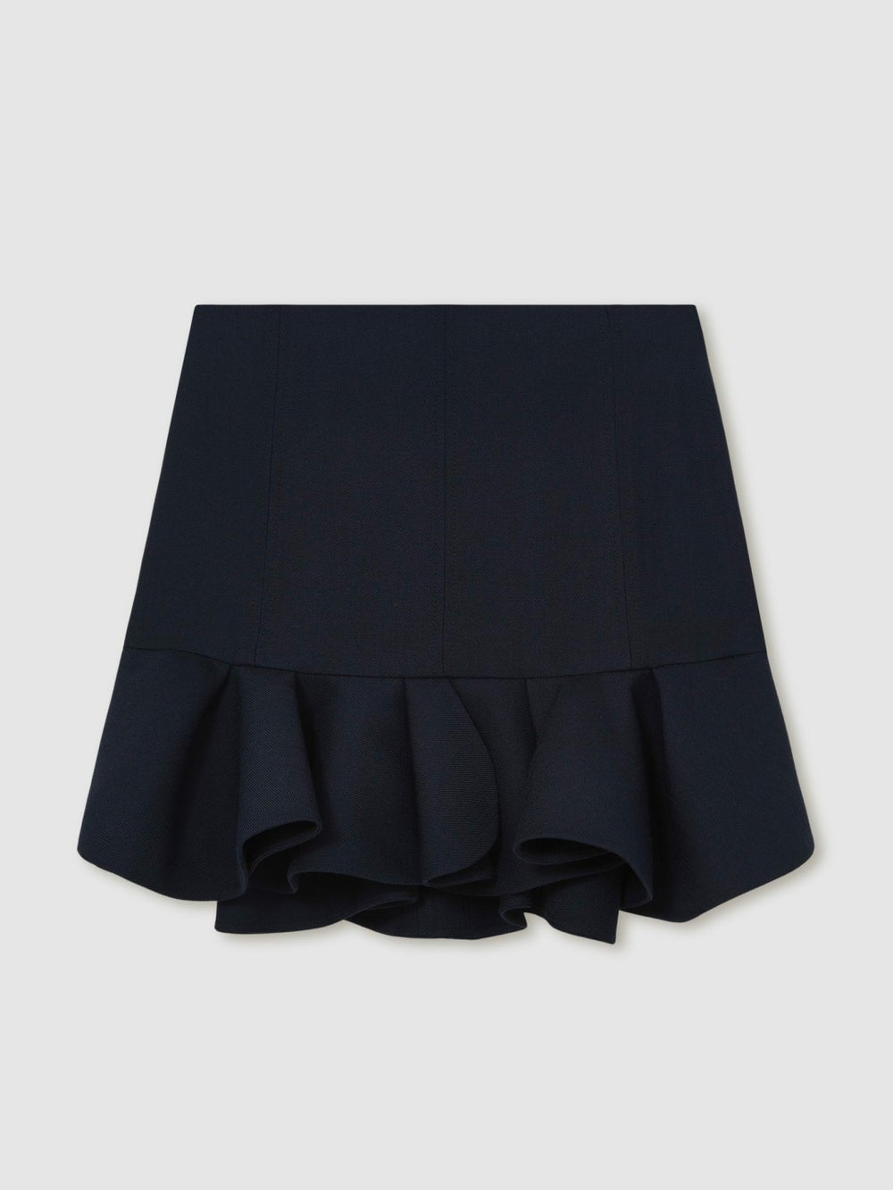 Ruffle-Hem Mini Skirt in Navy