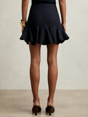 Ruffle-Hem Mini Skirt in Navy