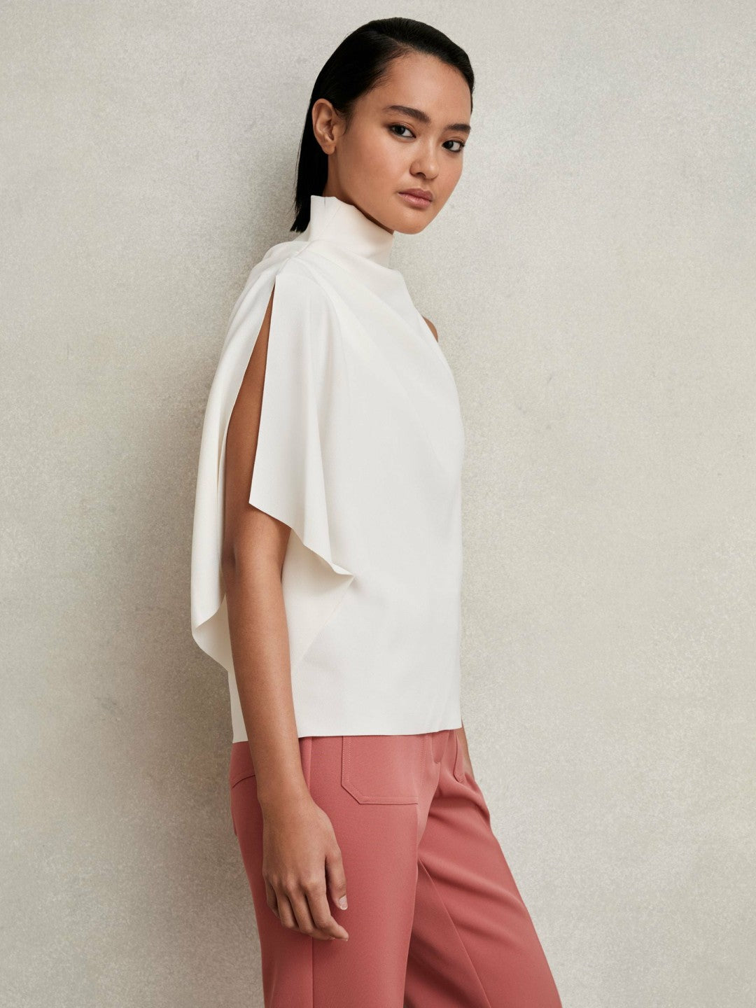 One-Shoulder Draped Top in Ivory