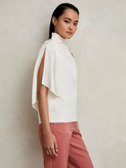One-Shoulder Draped Top in Ivory