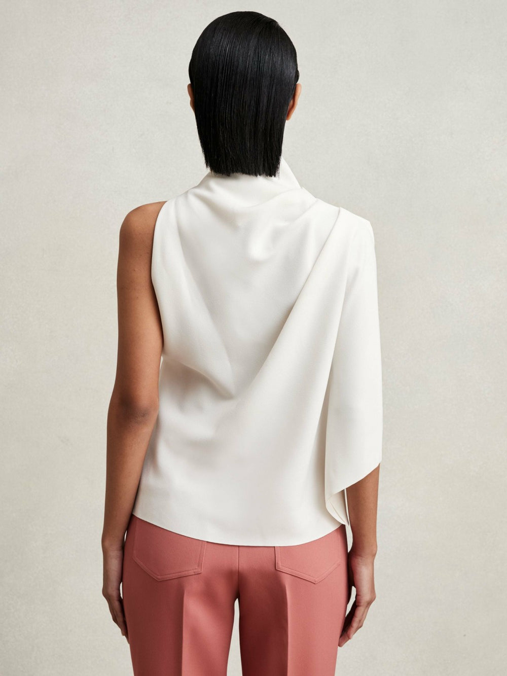 One-Shoulder Draped Top in Ivory