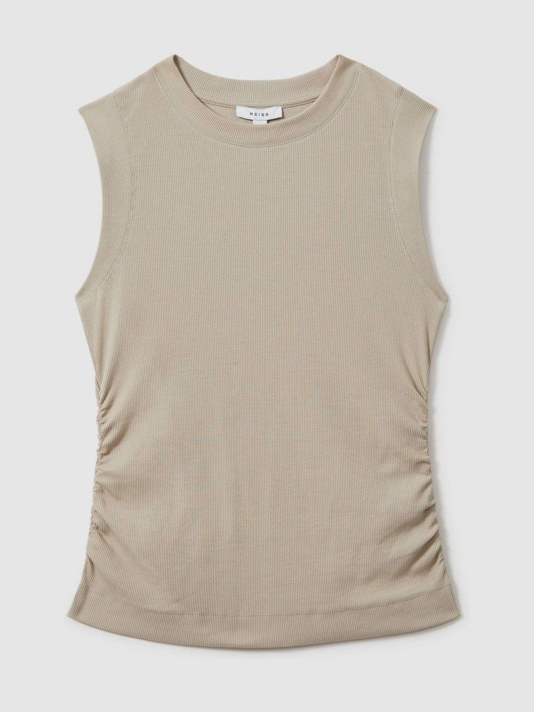 Ribbed Ruched Waist Vest in Camel