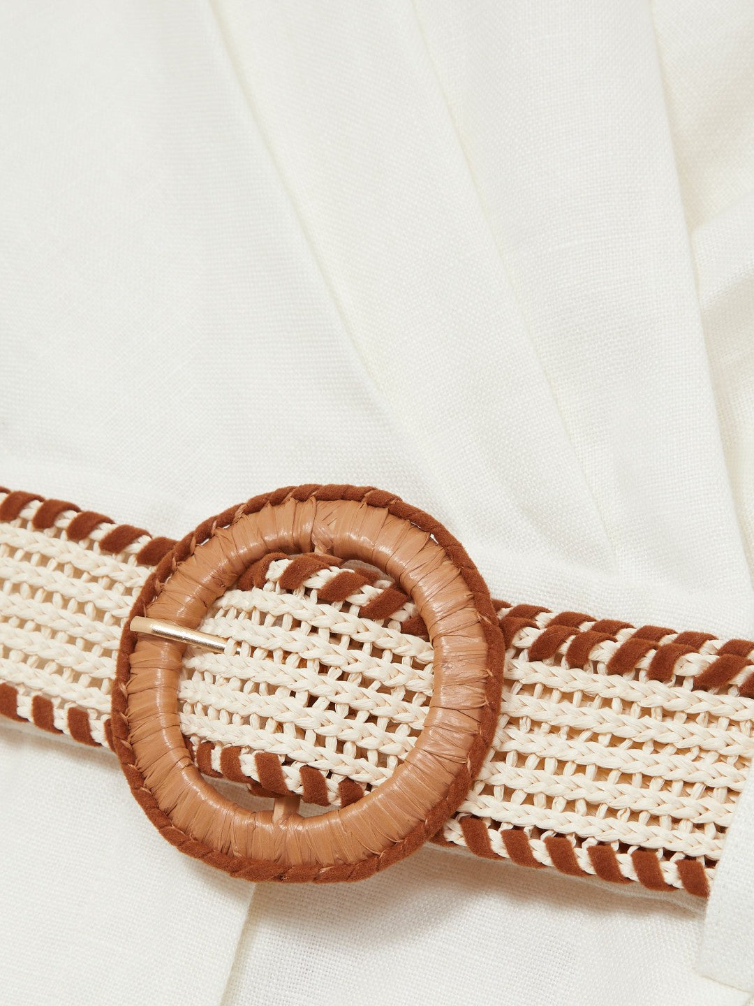 Linen Belted Sleeveless Wrap Playsuit in Cream