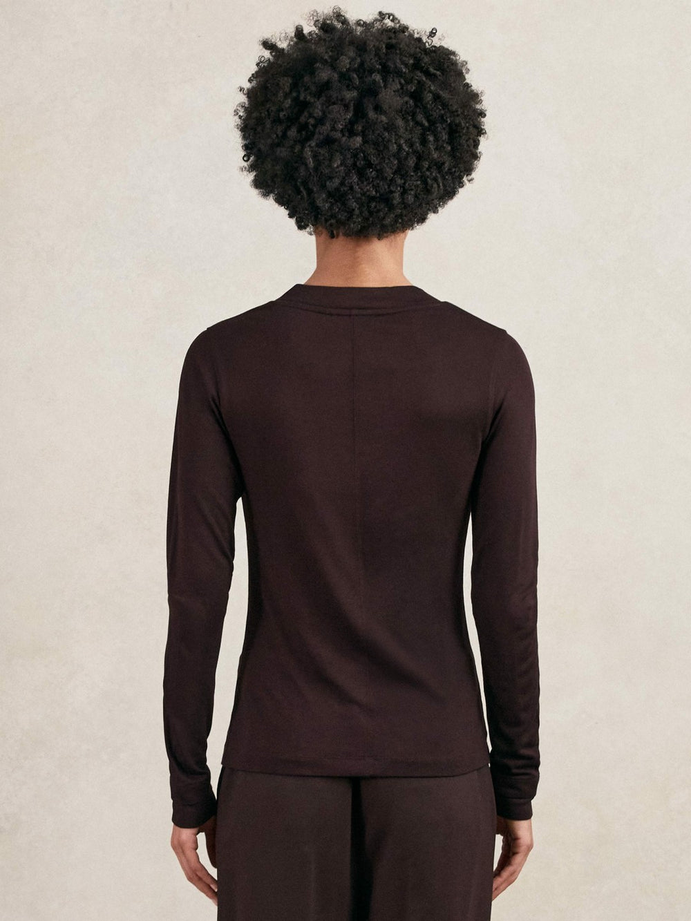 Jersey V-Neck Top in Plum