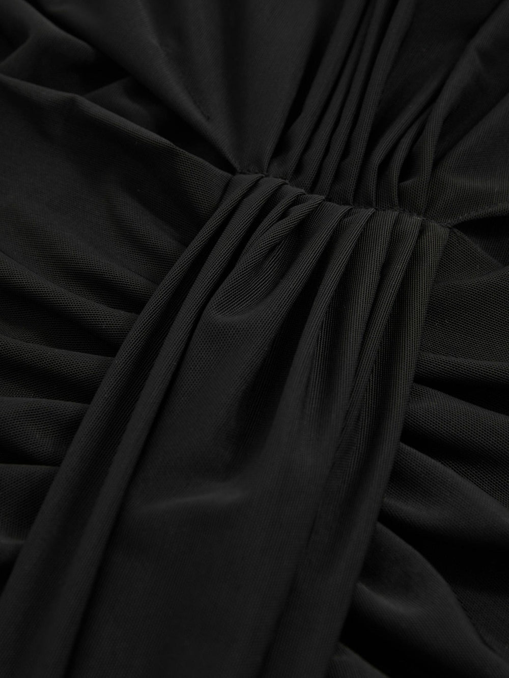Petite Sheer Ruched Maxi Dress in Black