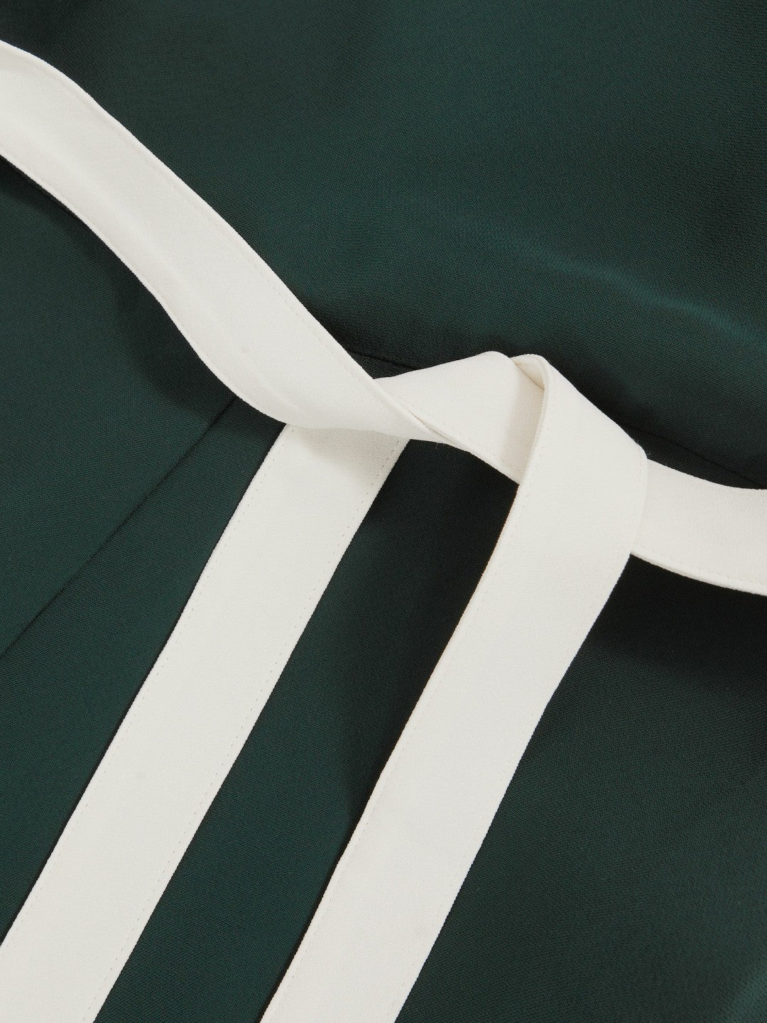 Petite Colourblock Wide Leg Belted Jumpsuit in Dark Green/Cream