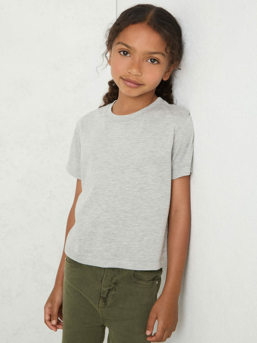 3-9 yrs Cotton-Blend Crew-Neck T-Shirt in Grey Marl