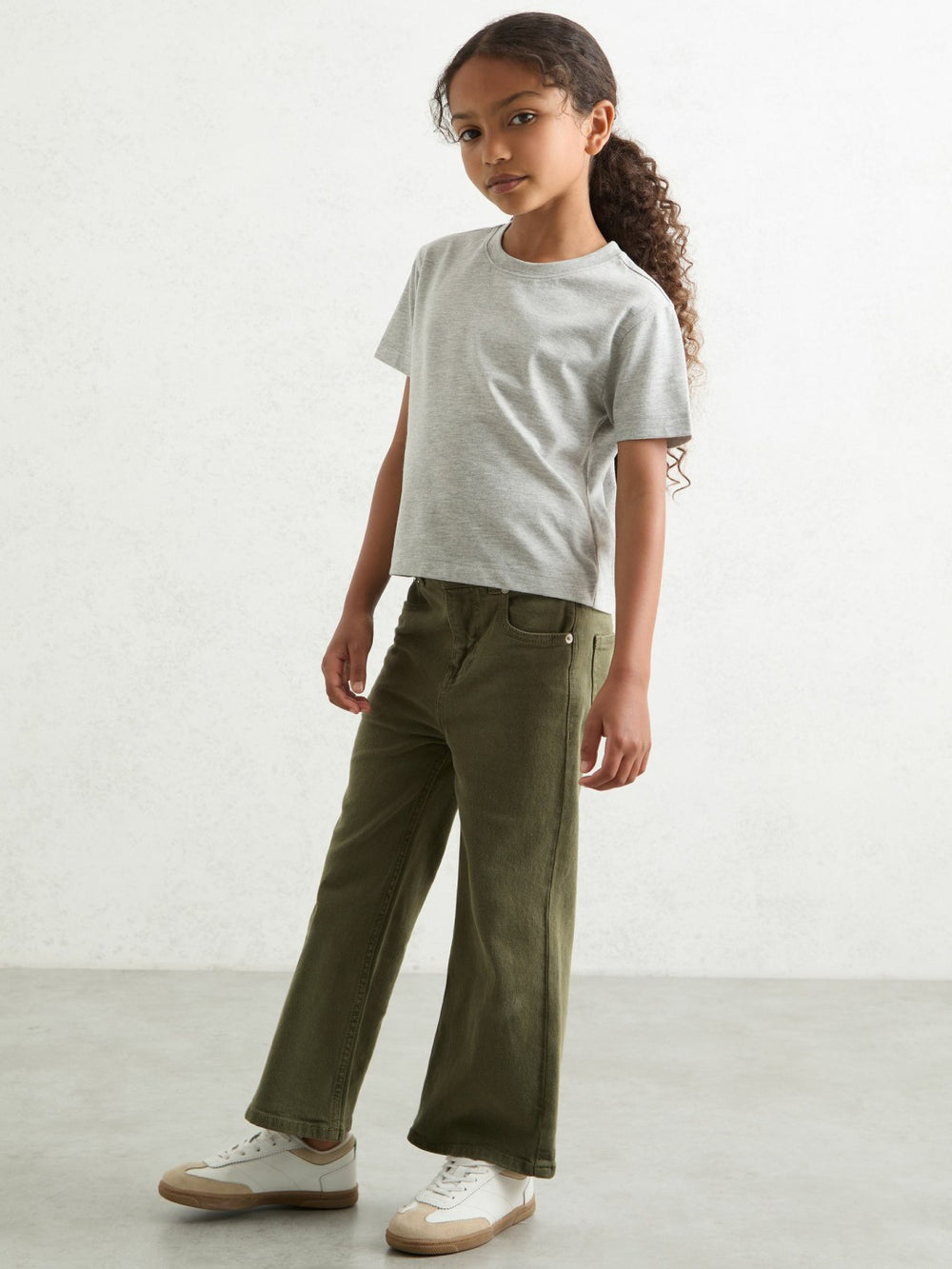 9-13 yrs Cotton-Blend Crew-Neck T-Shirt in Grey Marl