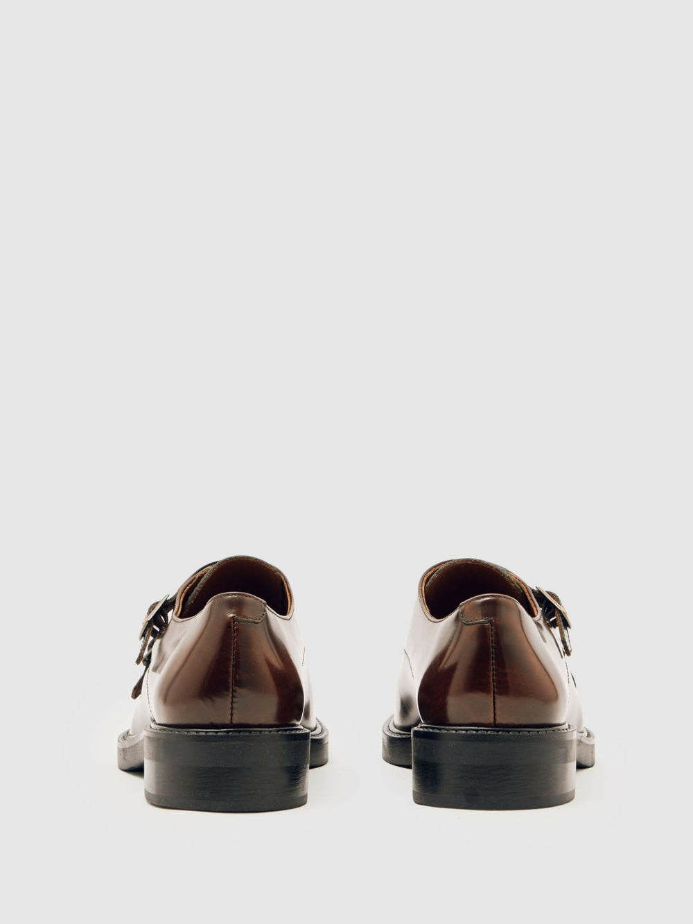 Leather Double-Strap Monk Shoes in Tan