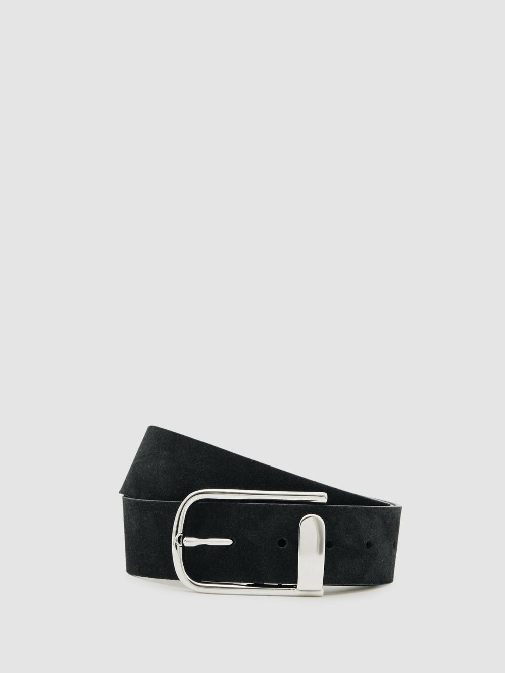 Suede Half-Keeper Belt in Black