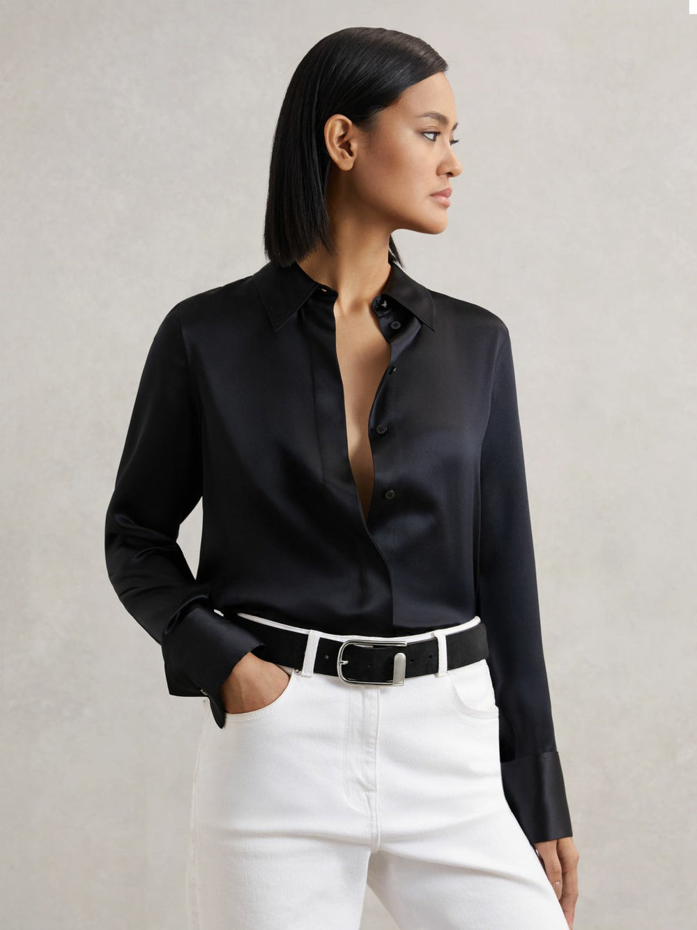 Suede Half-Keeper Belt in Black
