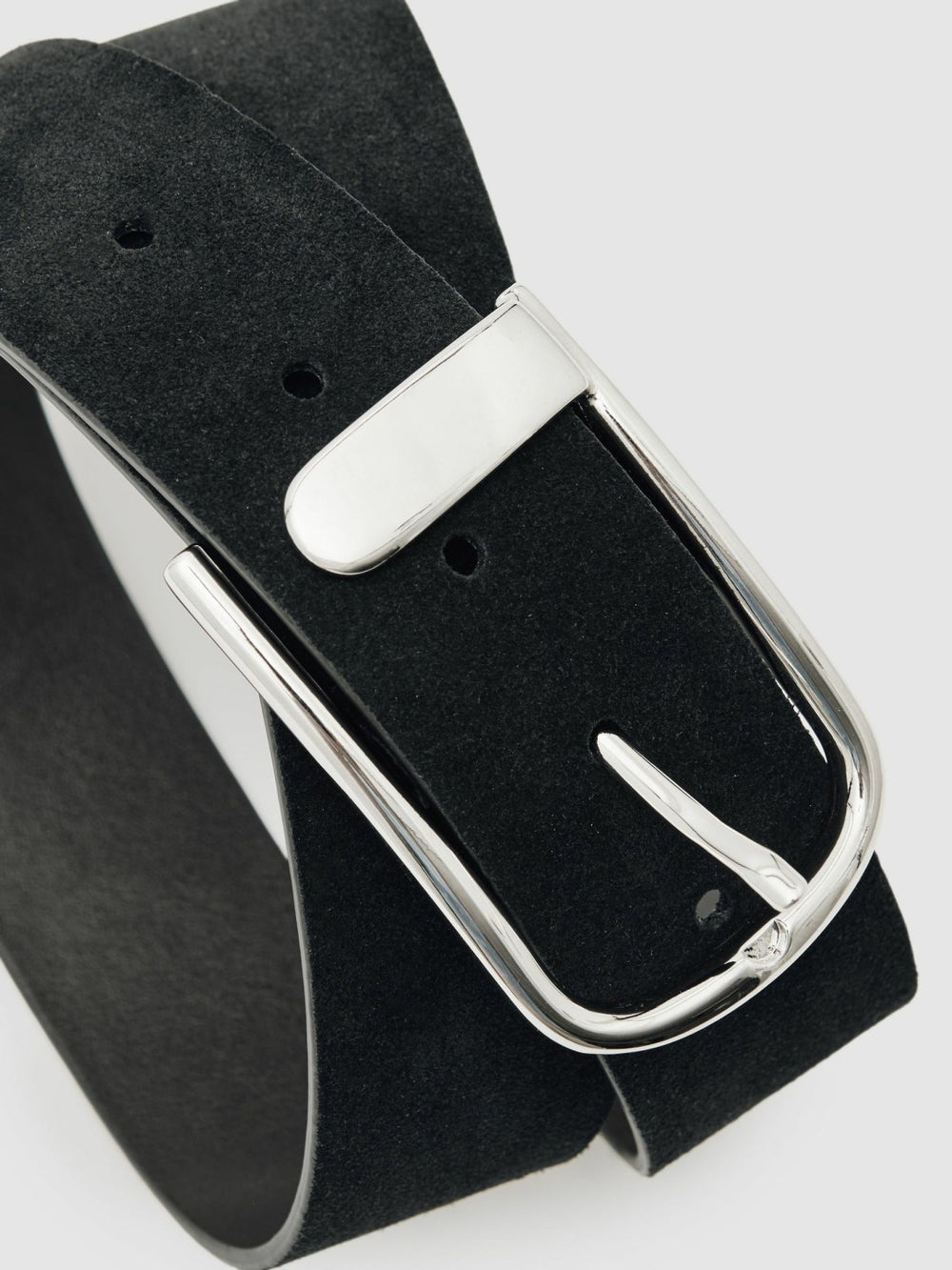 Suede Half-Keeper Belt in Black
