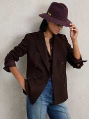 Wool Fedora Hat in Burgundy