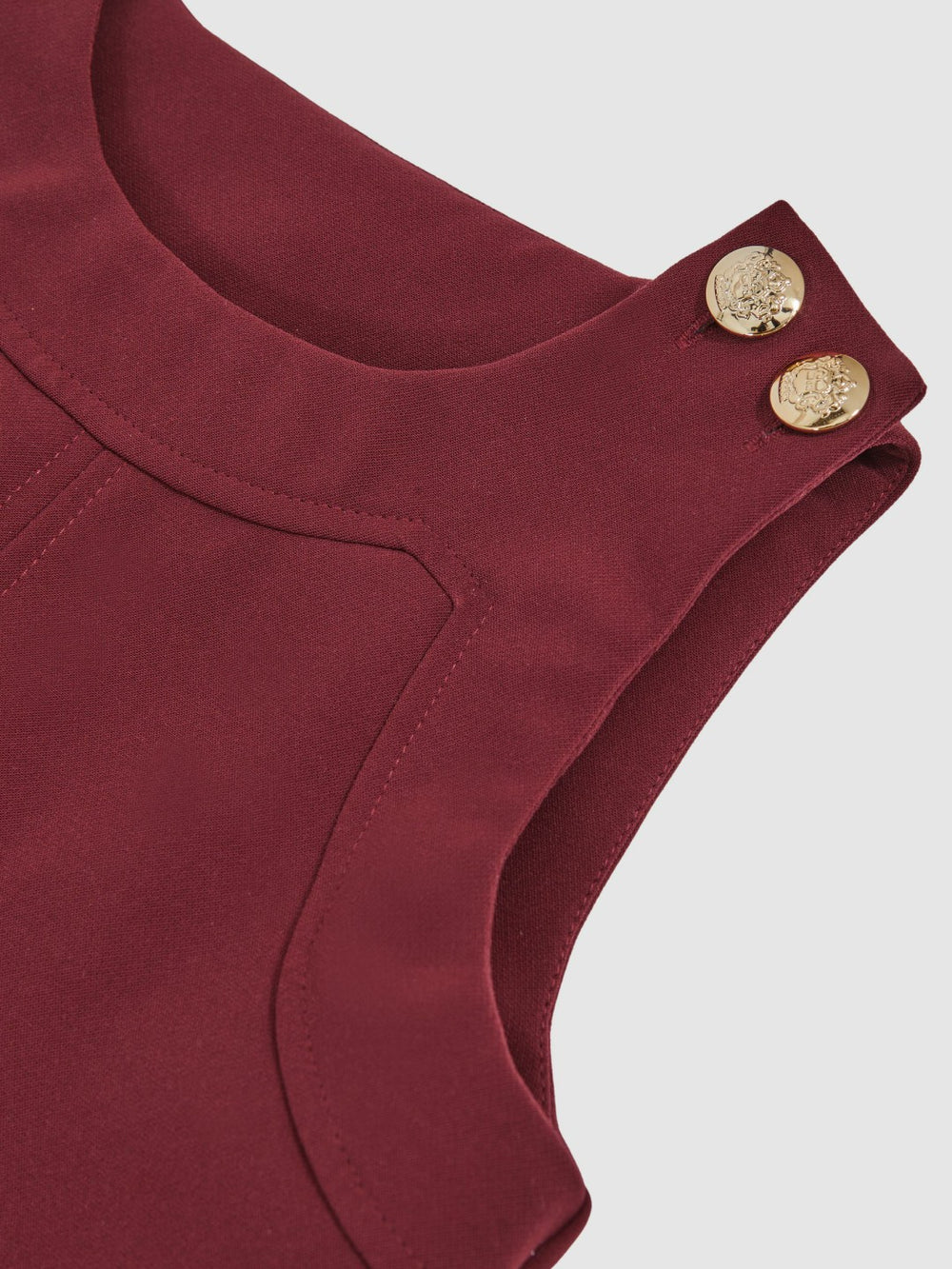 3-9 yrs Button-Detail Sleeveless Shift Dress in Berry