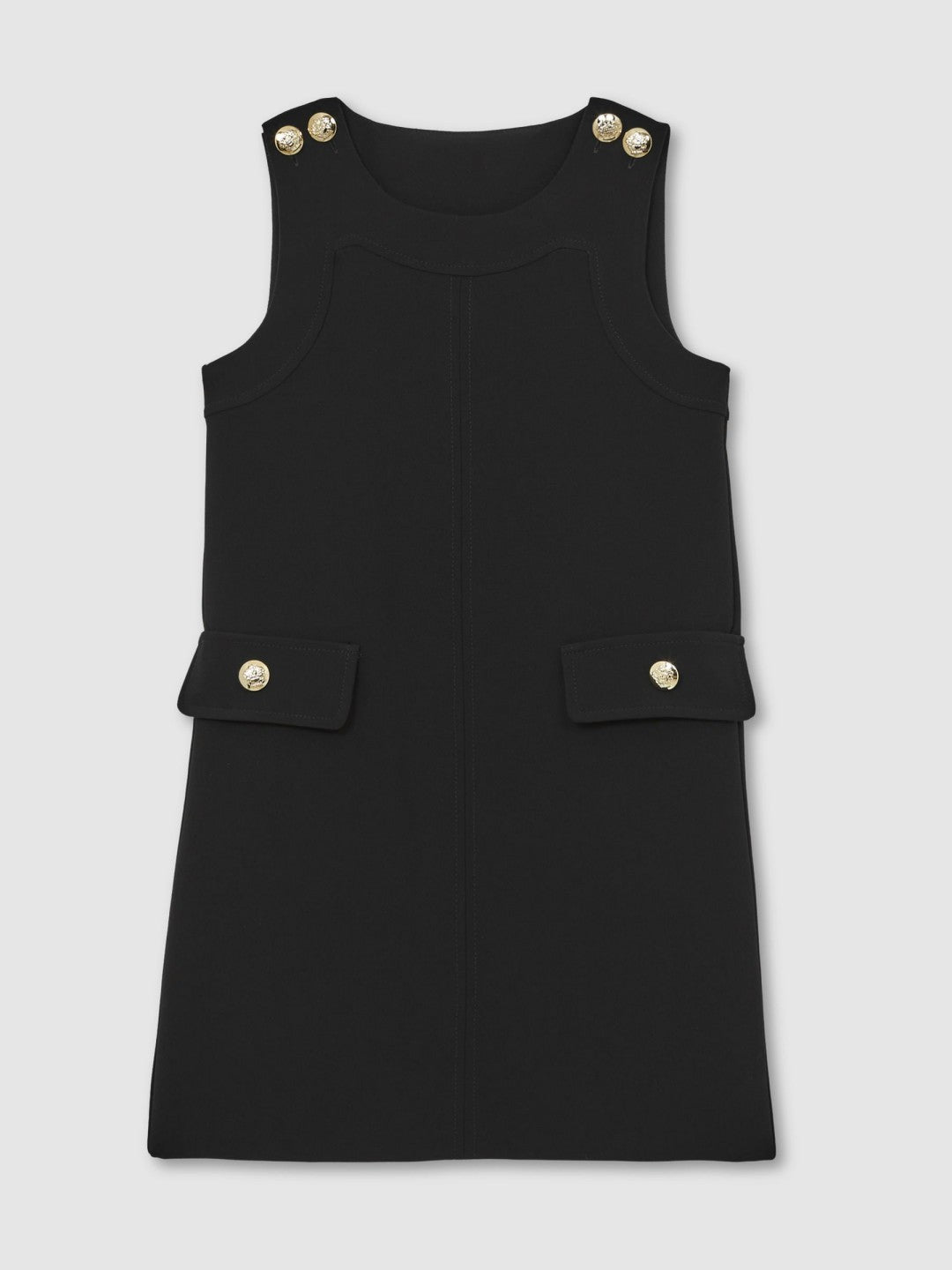 13-14 yrs Button-Detail Sleeveless Shift Dress in Black