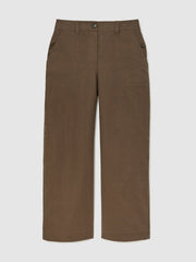 Linen Wide Leg Trousers in Chocolate Brown