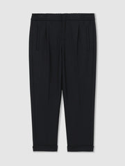 9-13 yrs Relaxed-Fit Pleated Tapered Trousers in Navy