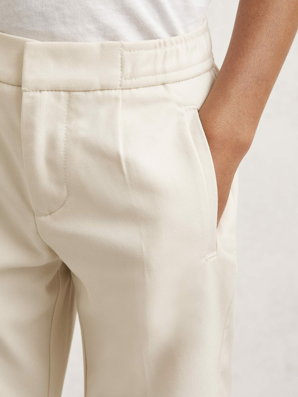 9-13 yrs Relaxed-Fit Pleated Tapered Trousers in Off White