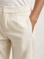 9-13 yrs Relaxed-Fit Pleated Tapered Trousers in Off White
