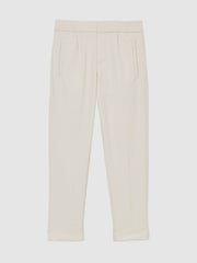9-13 yrs Relaxed-Fit Pleated Tapered Trousers in Off White