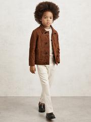 9-13 yrs Relaxed-Fit Pleated Tapered Trousers in Off White