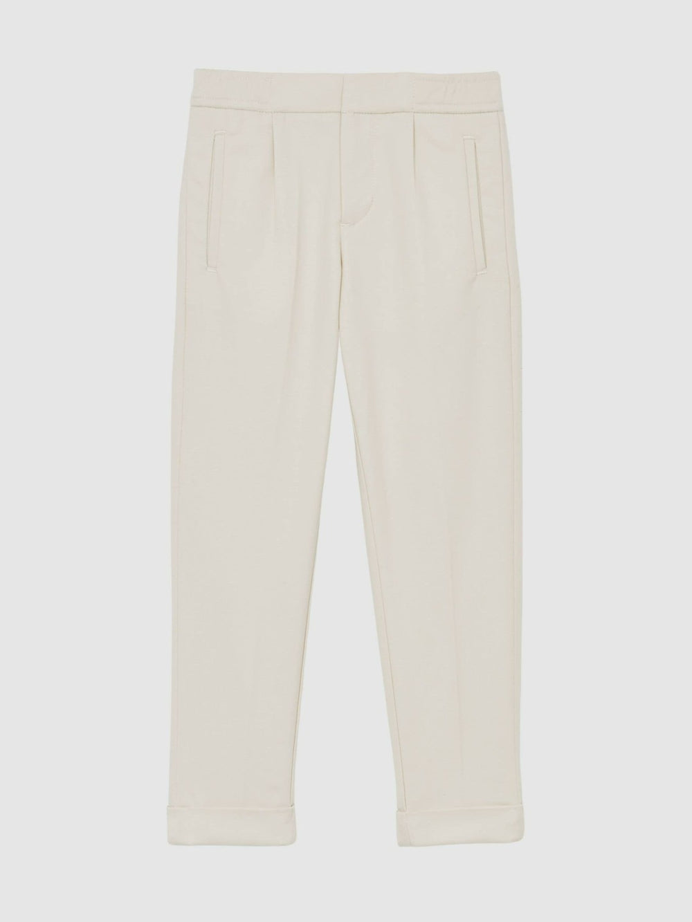 3-9 yrs Relaxed-Fit Pleated Tapered Trousers in Off White