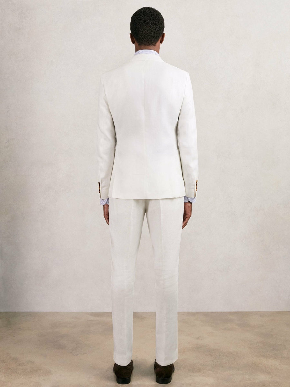 Slim Fit Lyocell Linen Single Breasted Suit Blazer in White