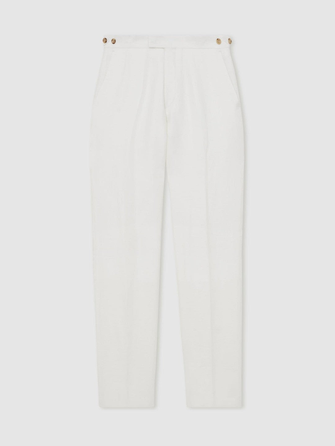 Slim Fit Lyocell Linen Suit Trousers in White