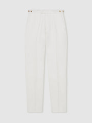 Slim Fit Lyocell Linen Suit Trousers in White