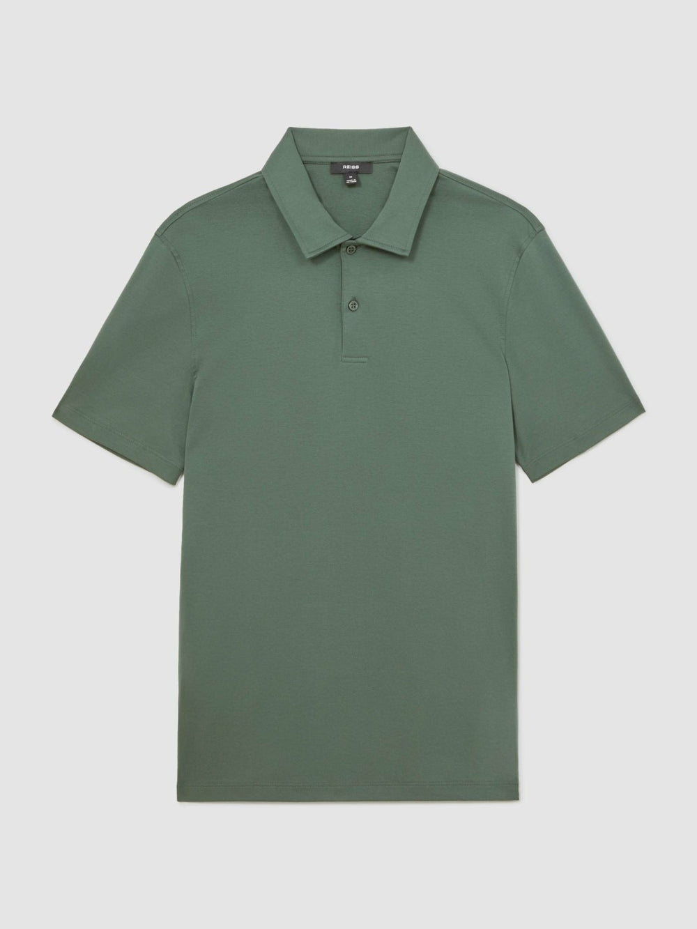 Cotton Short-Sleeve Polo Shirt in Kale Green