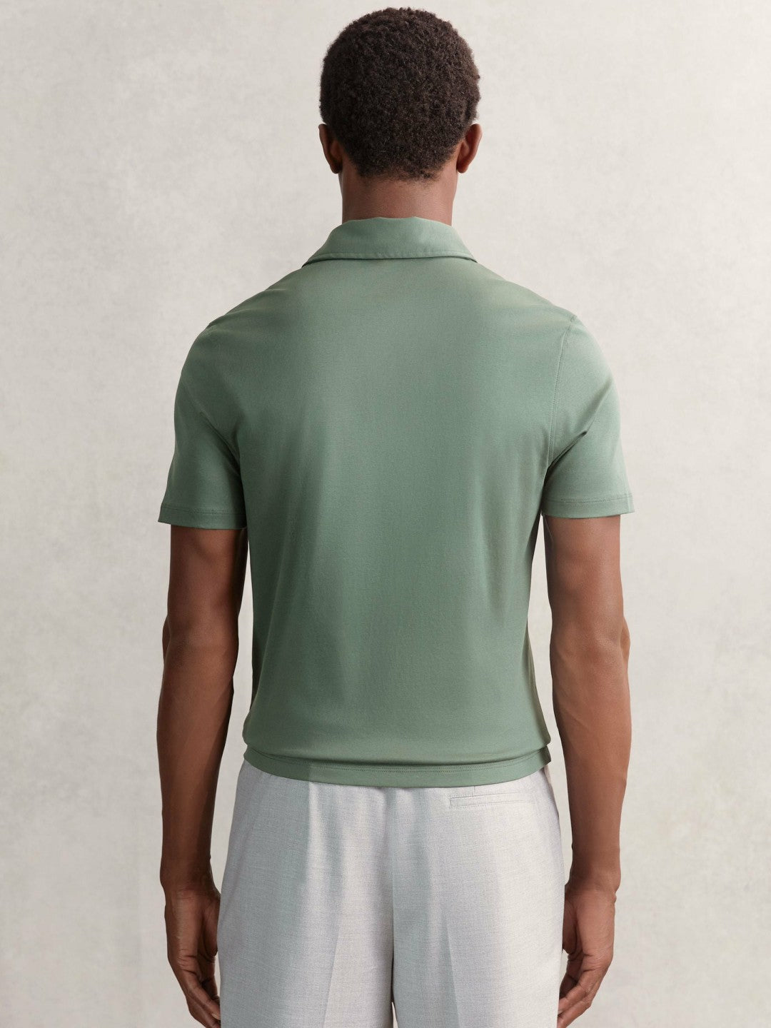 Cotton Short-Sleeve Polo Shirt in Kale Green