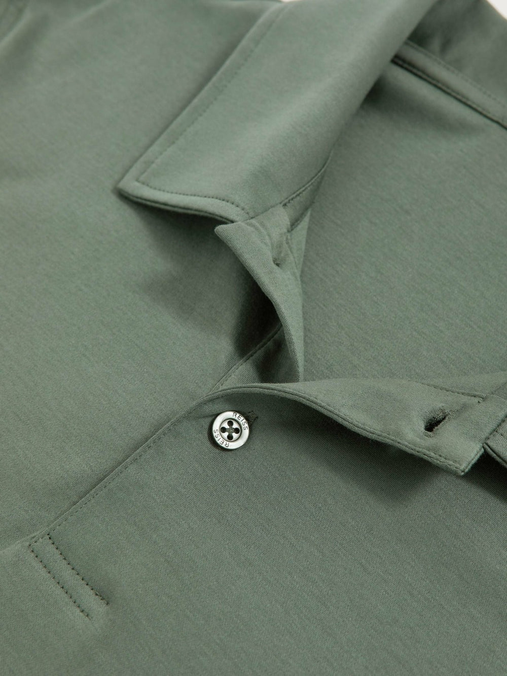 Cotton Short-Sleeve Polo Shirt in Kale Green