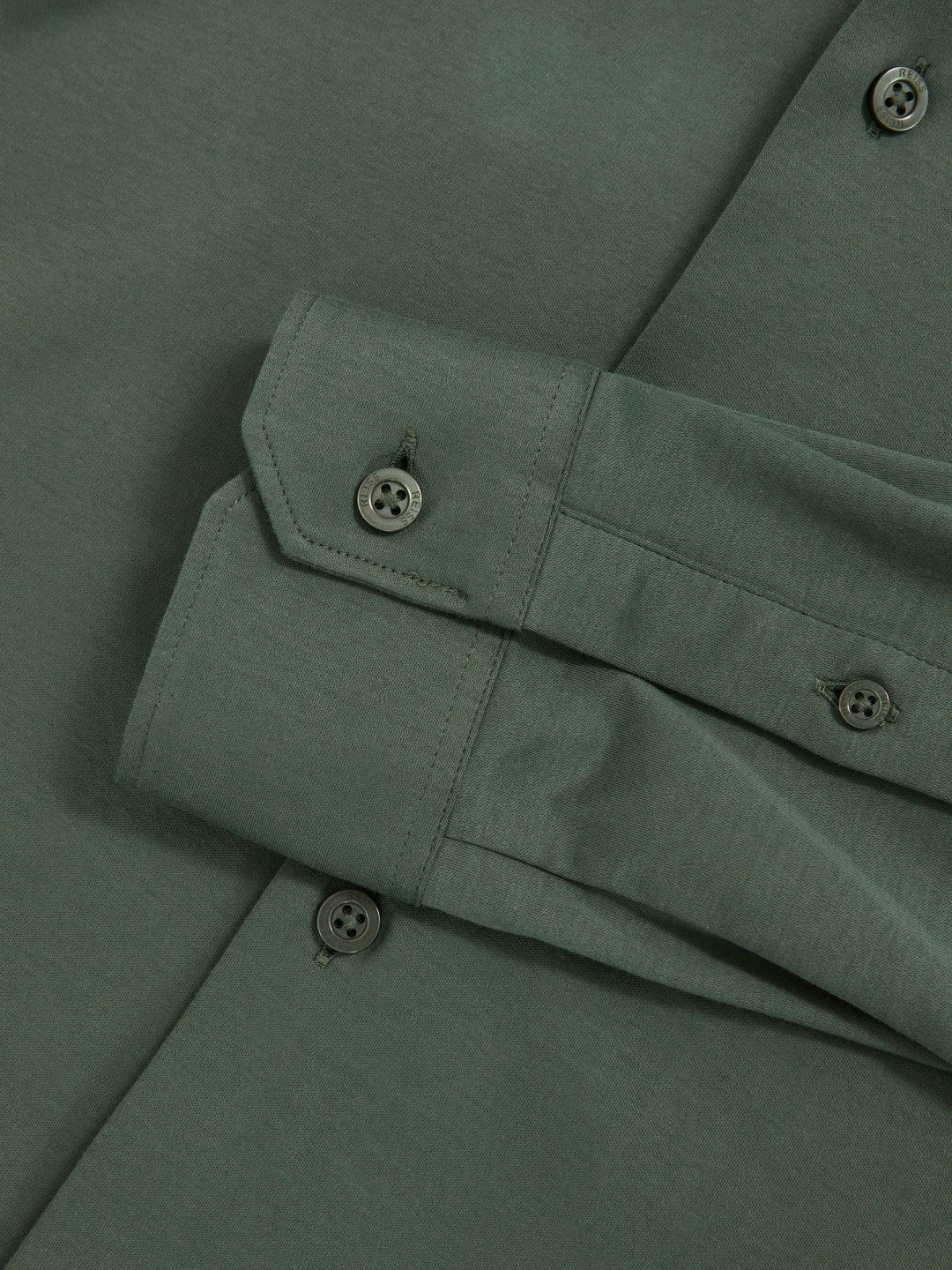 Cotton-Jersey Button-Through Shirt in Kale Green