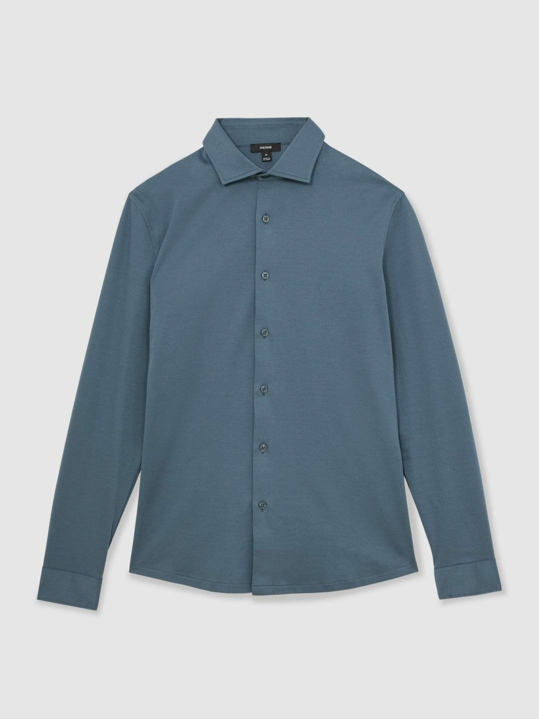 Cotton-Jersey Button-Through Shirt in Airforce Blue