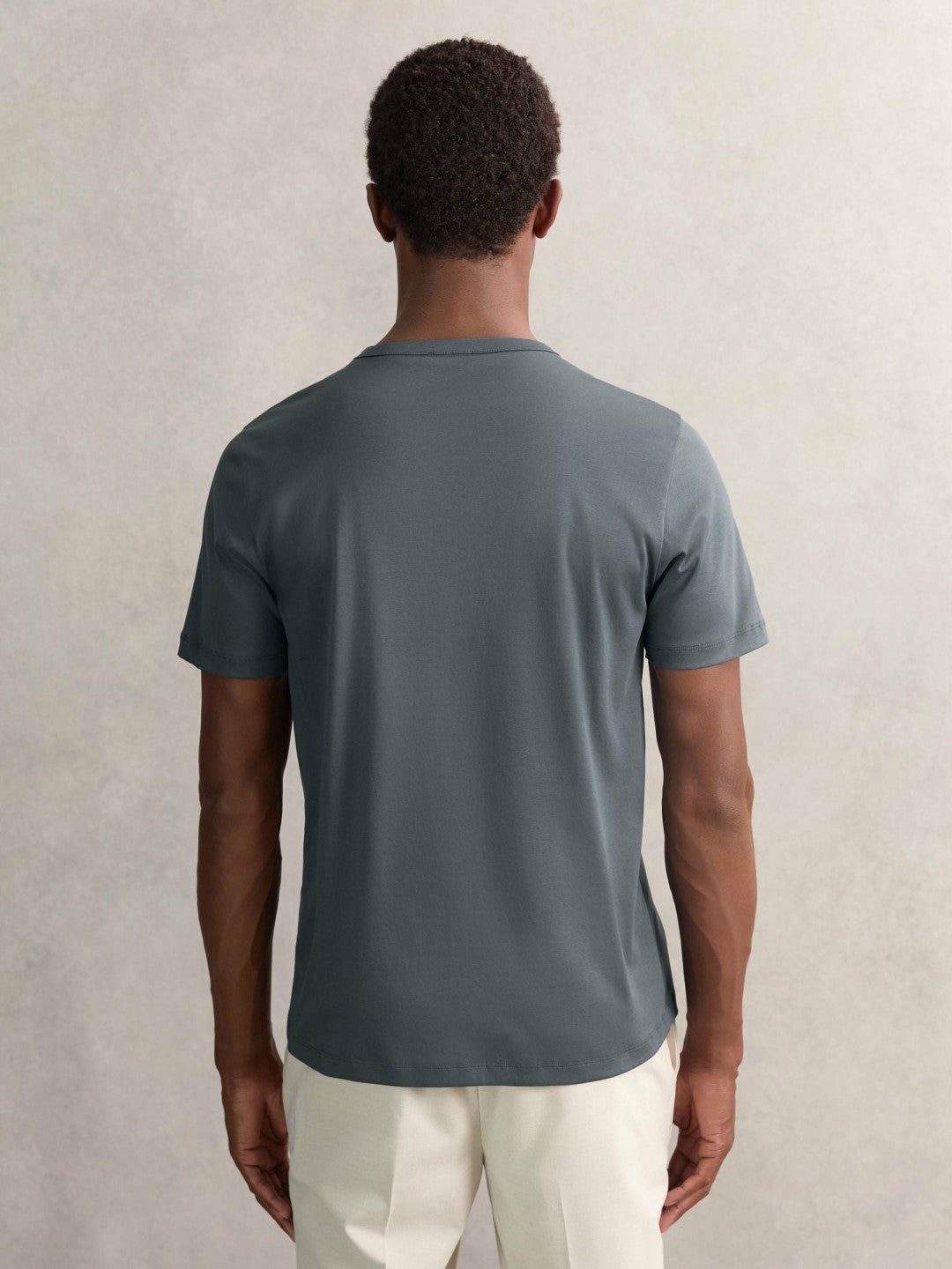 Airwater-Cotton Crew-Neck T-Shirt in Airforce Blue