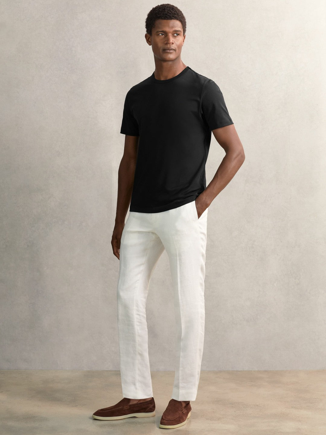 Airwater-Cotton Crew-Neck T-Shirt in Black
