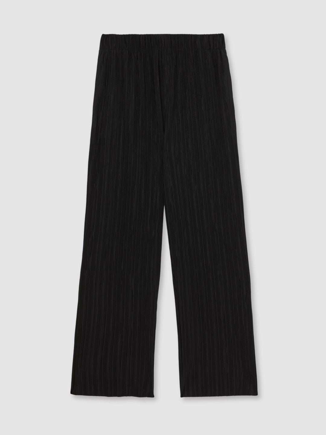 Plissé Wide Leg Trousers in Black