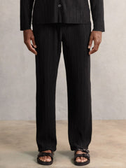 Plissé Wide Leg Trousers in Black