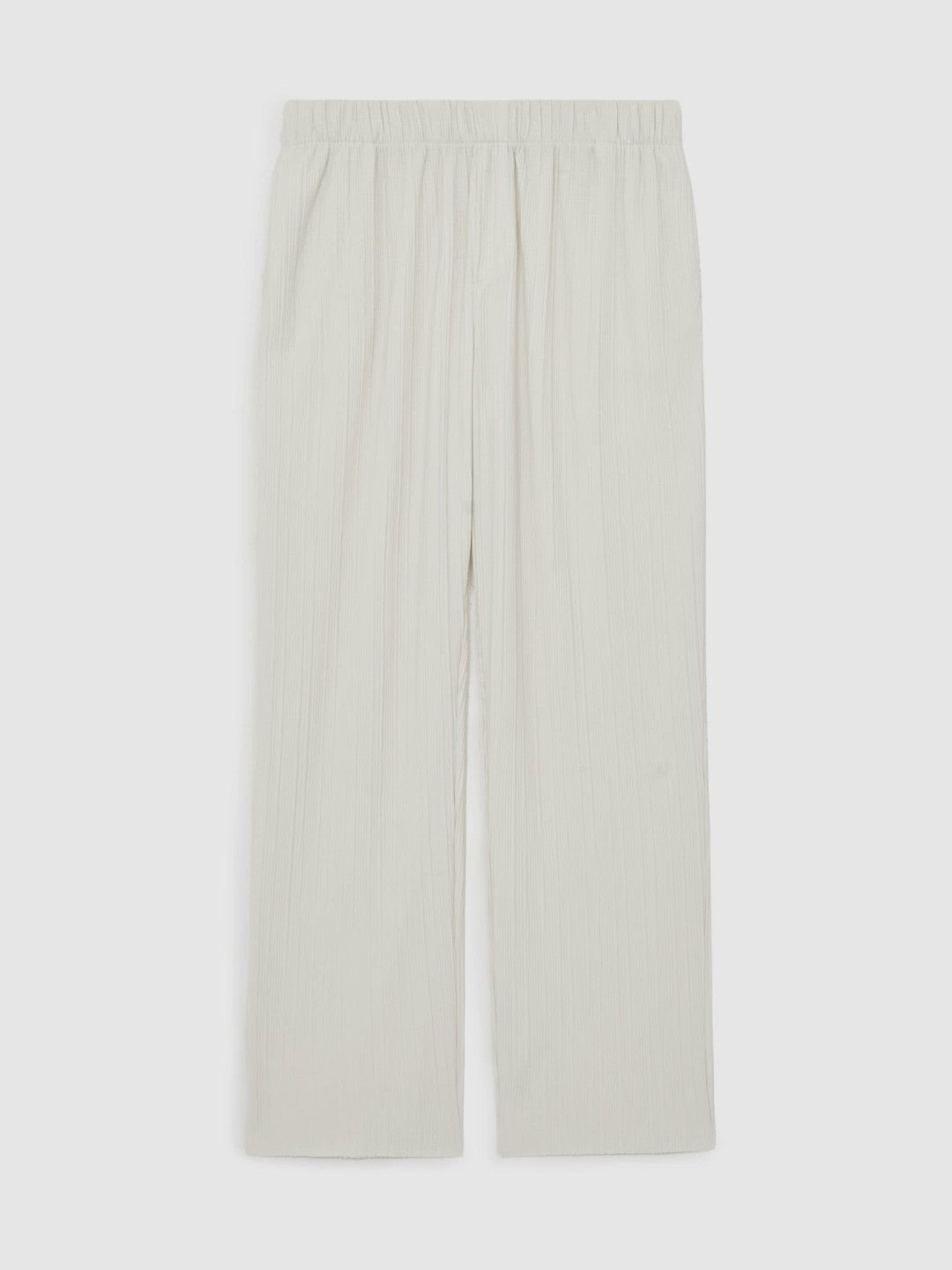 Plissé Wide Leg Trousers in Off White