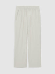 Plissé Wide Leg Trousers in Off White