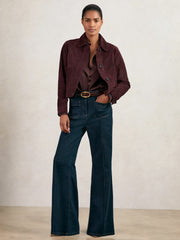 Suede Button Through Jacket in Burgundy