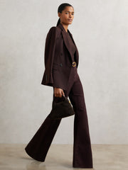 Cotton Crew-Neck Long-Sleeve T-Shirt With Stretch in Plum Purple