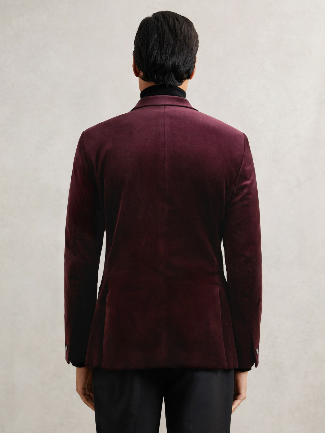 Single-Breasted Velvet Blazer Regular-Fit in Bordeaux