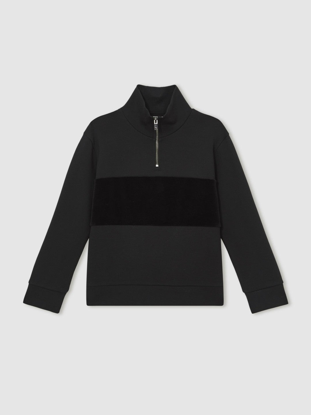 3-9 yrs Interlock Velour-Panel Zip Sweatshirt in Black